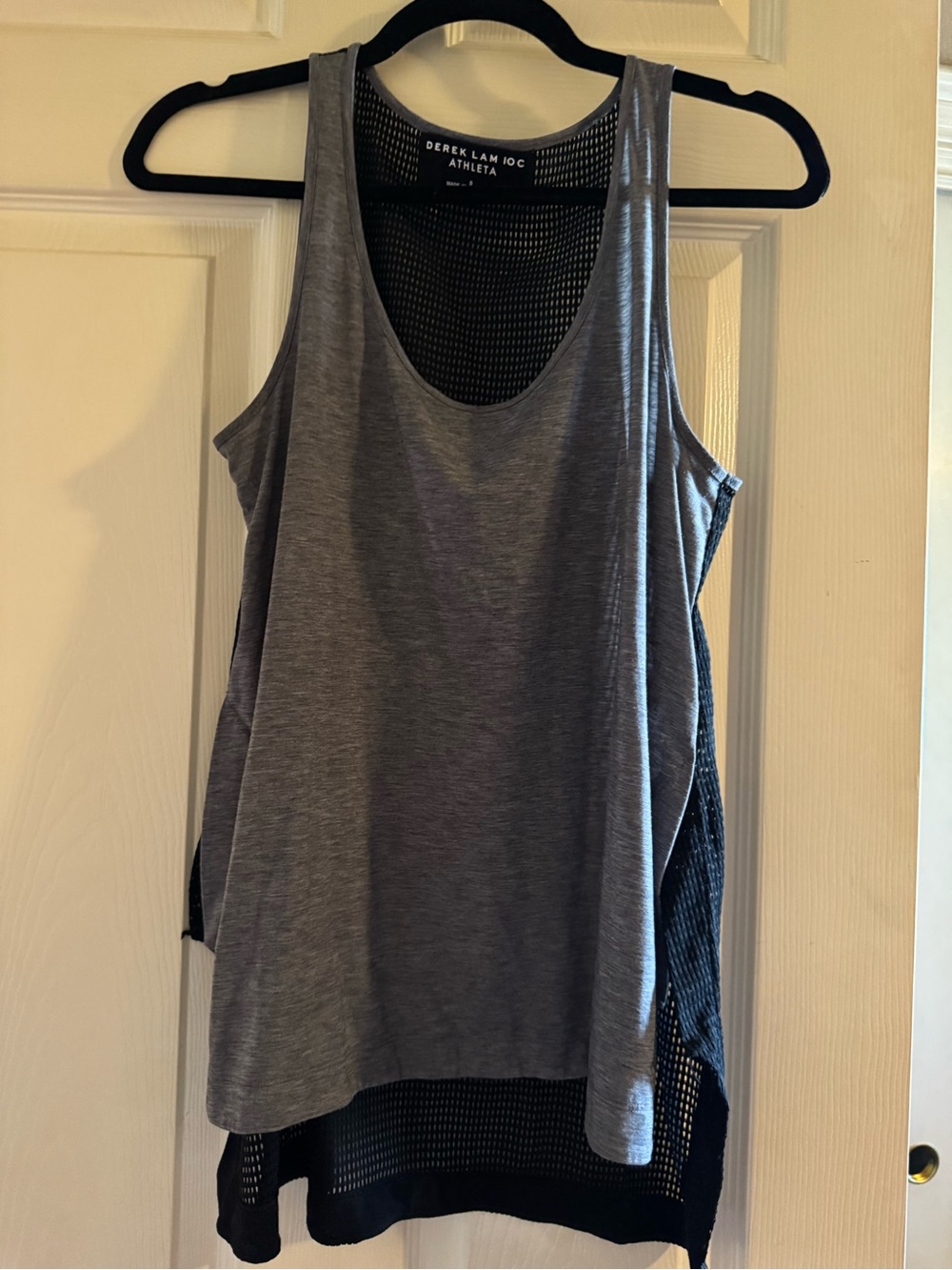 Athleta x 10 C Derek Lam- Gray & Black Layered Athletic Tank with Mesh Back.